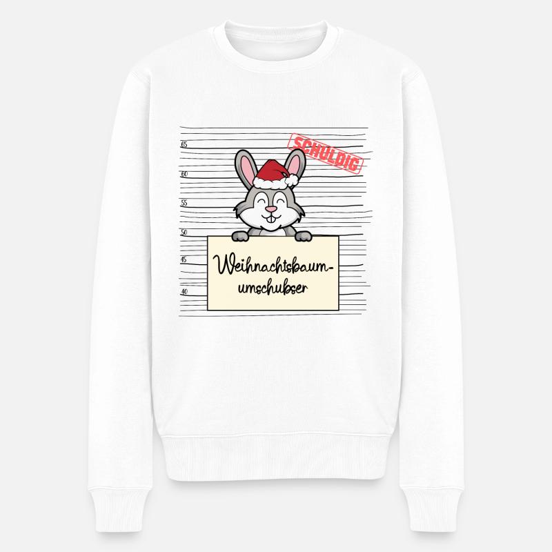 Weihnachtsbaum Umschubser Hase - Männer Premium Bio Pullover - Weiß