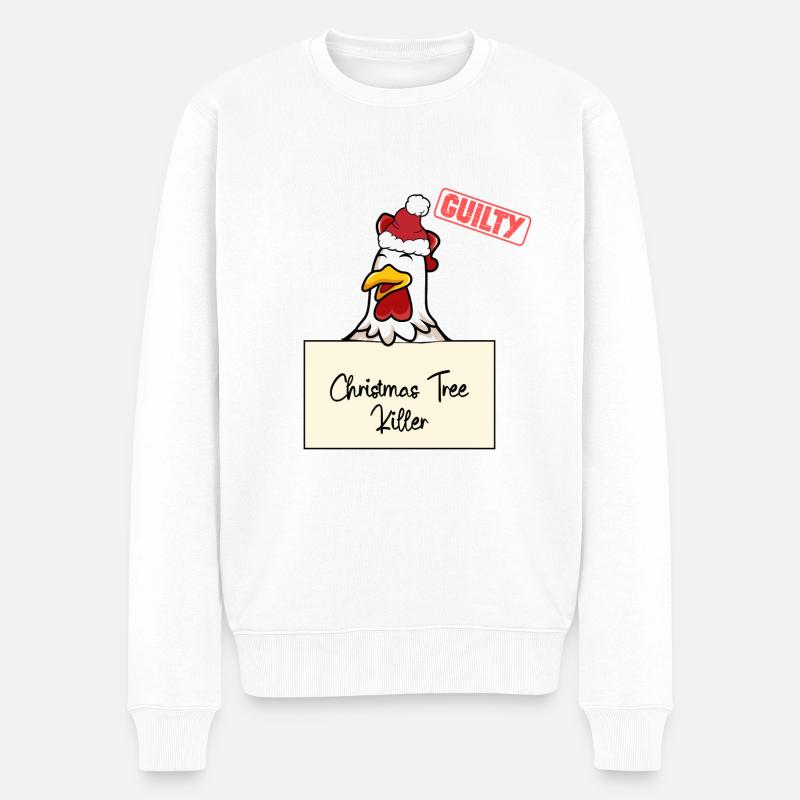 Weihnachtsbaum Umschubser Huhn - Männer Premium Bio Pullover - Weiß