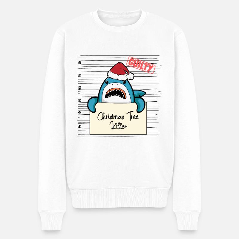 Weihnachtsbaum Umschubser Hai - Männer Premium Bio Pullover - Weiß
