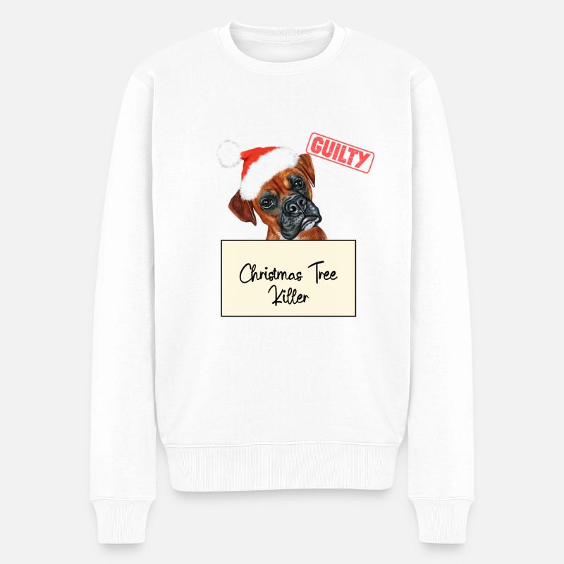 Weihnachtsbaum Umschubser Boxer - Männer Premium Bio Pullover - Weiß