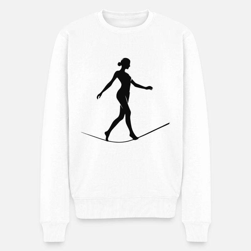 Funambule élégant – l’équilibre à la perfection - Pull Premium bio Homme - blanc