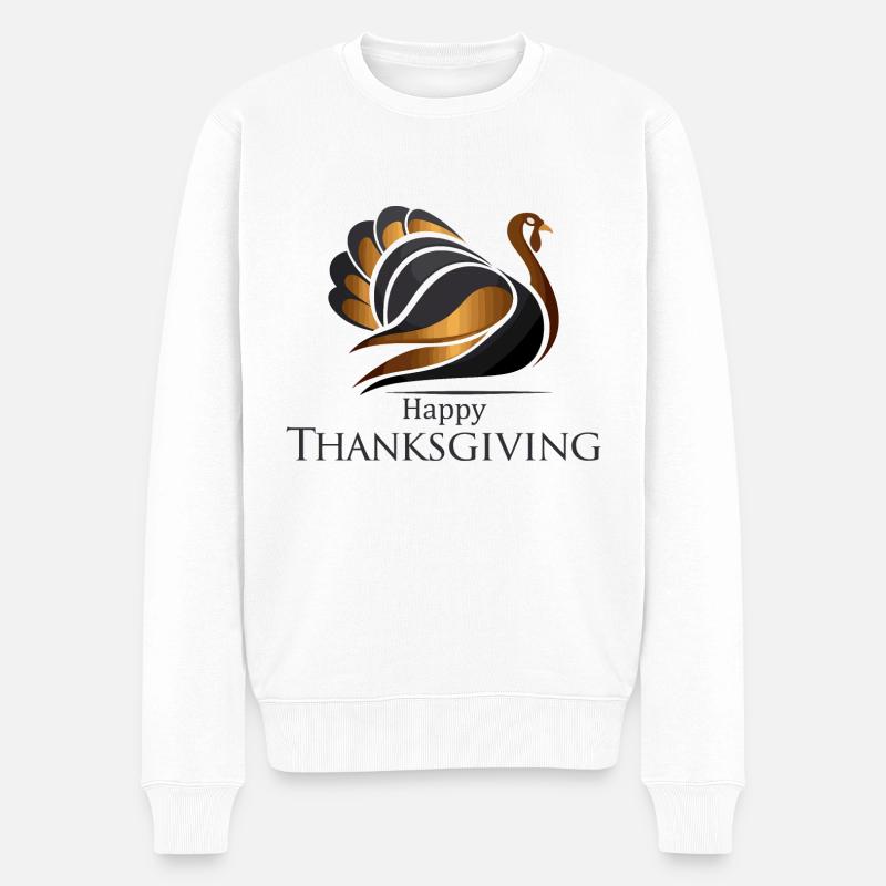 Erntedank Truthahn - Männer Premium Bio Pullover - Weiß