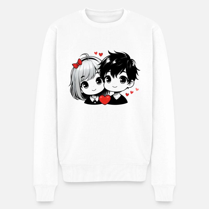 Couple mignon d’amoureux - Pull Premium bio Homme - blanc