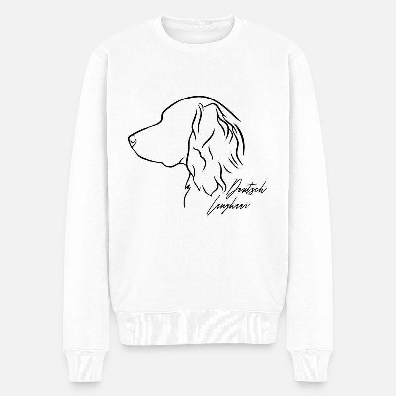 Deutsch Langhaar Profil Hunde Hund Wilsigns - Männer Premium Bio Pullover - Weiß