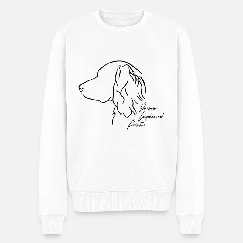 German Longhaired Pointer Profil Hunde Wilsigns - Männer Premium Bio Pullover - Weiß