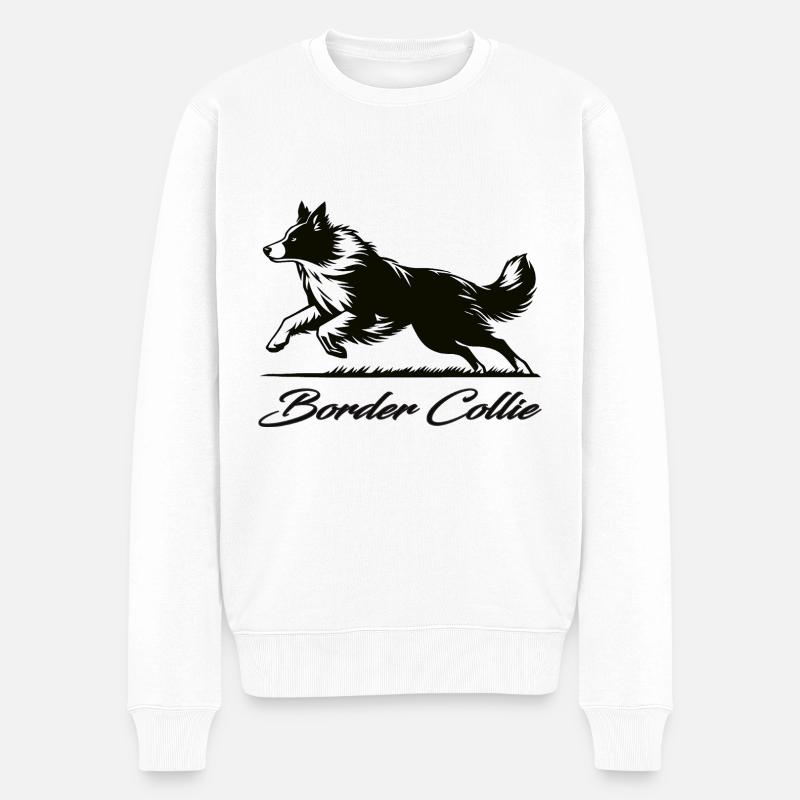Border Collie – Der intelligente Hütehund - Männer Premium Bio Pullover - Weiß