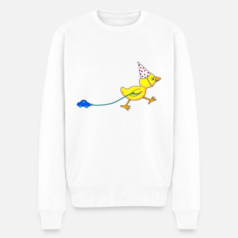 Ente mit Auto Jungen Mädchen Geburtstag Geschenk - Männer Premium Bio Pullover - Weiß