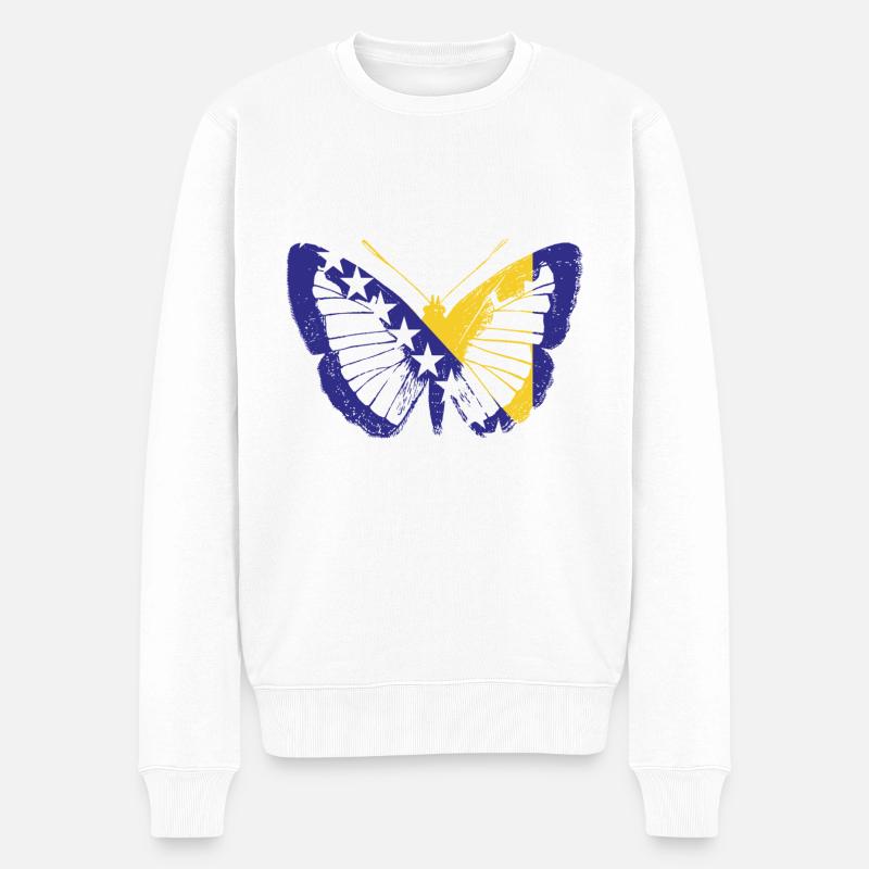Schmetterling Bosna - Männer Premium Bio Pullover - Weiß