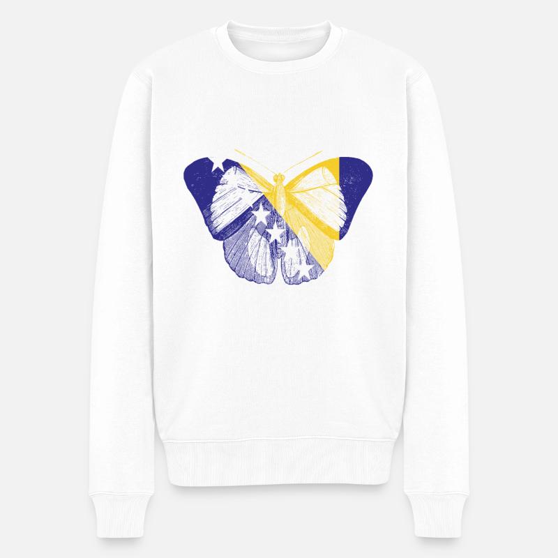 Schmetterling Bosna - Männer Premium Bio Pullover - Weiß