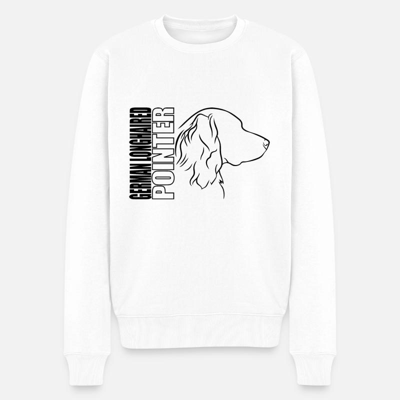 German Longhaired Pointer Profil Hunde Wilsigns - Männer Premium Bio Pullover - Weiß