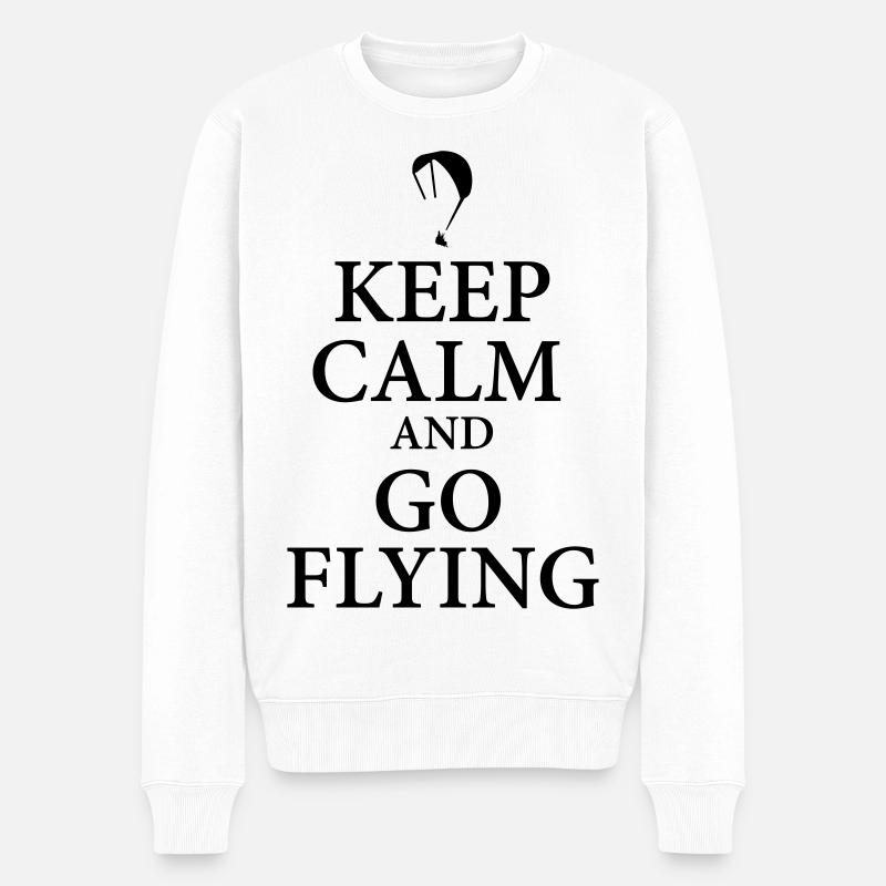 Keep calm go flying - Männer Premium Bio Pullover - Weiß