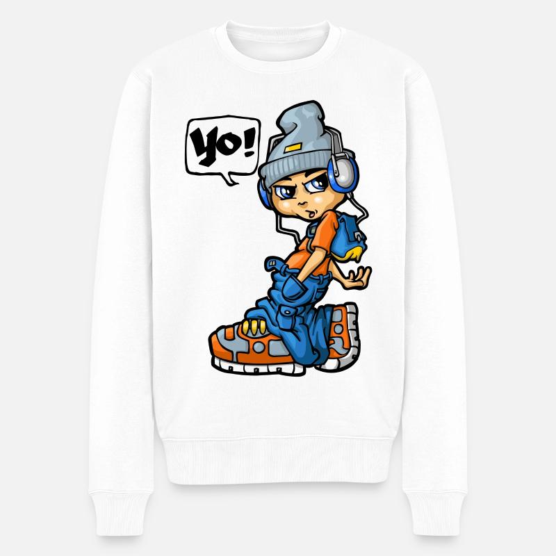Boy saying Yo - Männer Premium Bio Pullover - Weiß