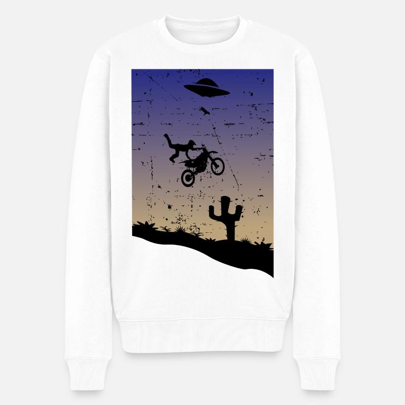 Motocross Stunt - Männer Premium Bio Pullover - Weiß