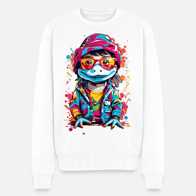 Coole Krokodil - Männer Premium Bio Pullover - Weiß