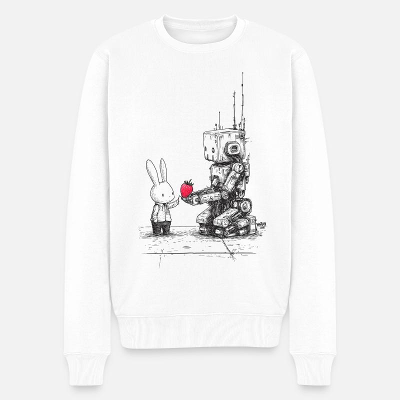 Strawberry Robot - Männer Premium Bio Pullover - Weiß