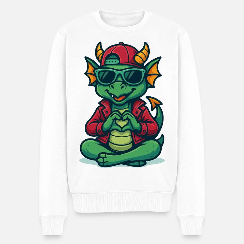 Cool Dragon Love - Männer Premium Bio Pullover - Weiß