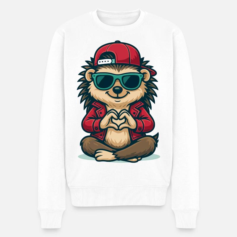 Hérisson Battement de cœur - Pull Premium bio Homme - blanc