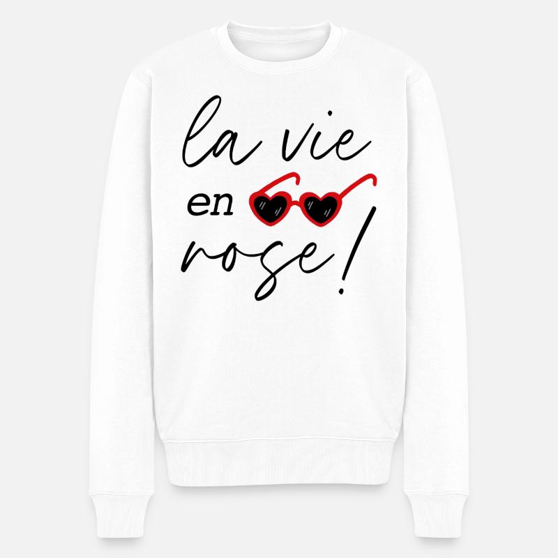 "La vie en rose" - Männer Premium Bio Pullover - Weiß