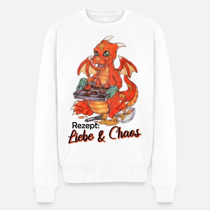 Witziger Drache Plätzchen Backen Weihnachten - Männer Premium Bio Pullover - Weiß