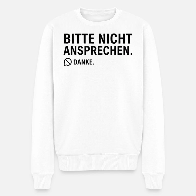 Bitte nicht ansprechen. Danke. | Introvertiert - Männer Premium Bio Pullover - Weiß