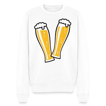 2 Weißbiergläser Stoßen An (Bier Weizenbier / 2C) - Männer Premium Bio Pullover - Weiß - Vorne - Thijin (182cm)