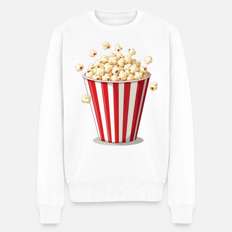 Fasching Popcorn - Lustiges Kostüm - Männer Premium Bio Pullover - Weiß