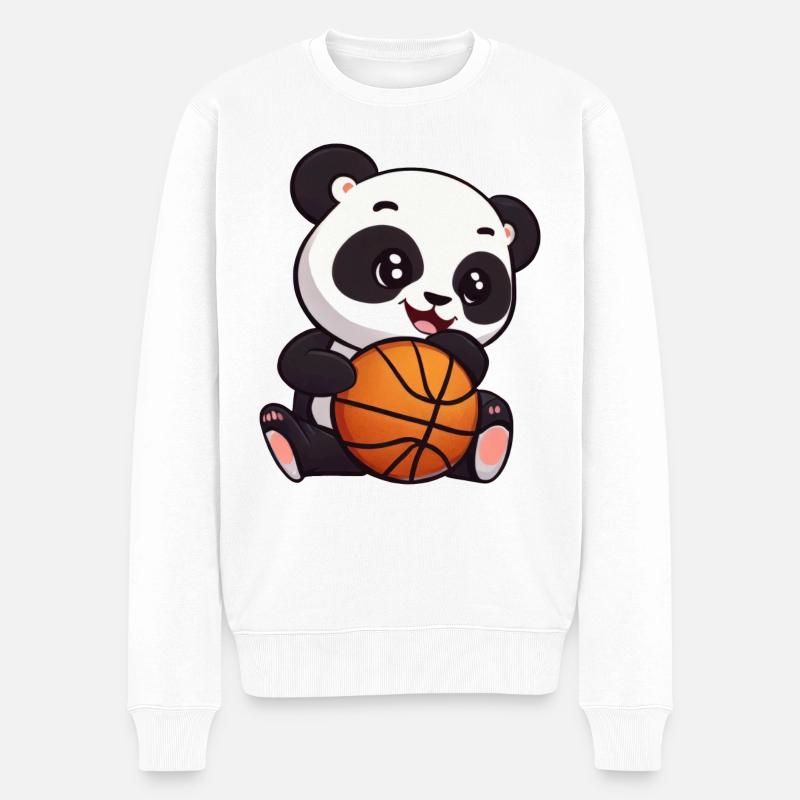 Panda sur skateboard - Pull Premium bio Homme - blanc