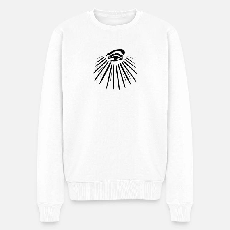Auge mit Sonnenstrahlen - Männer Premium Bio Pullover - Weiß