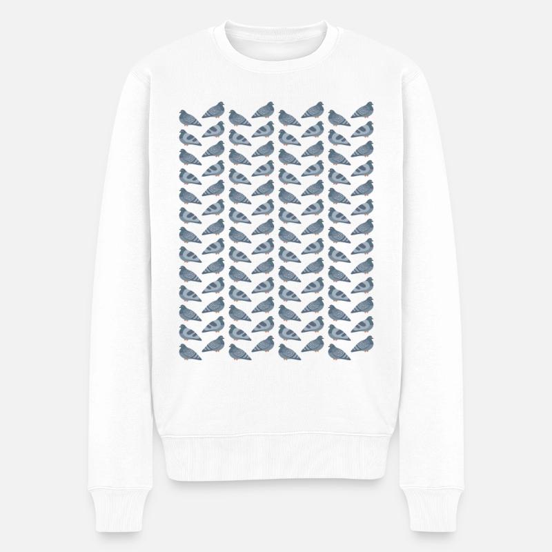 Pigeon Pattern Friends - Pull Premium bio Homme - blanc