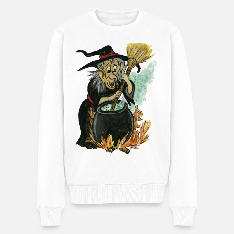 Hexe im Kessel - Kesselhexe - Männer Premium Bio Pullover - Weiß