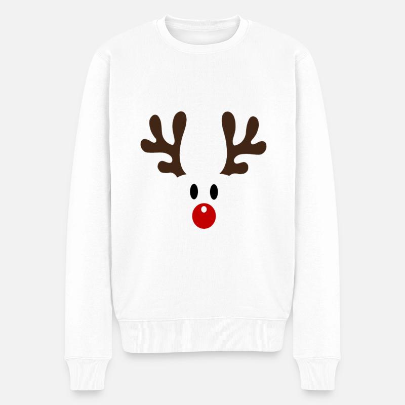 schlichtes rentier - Männer Premium Bio Pullover - Weiß