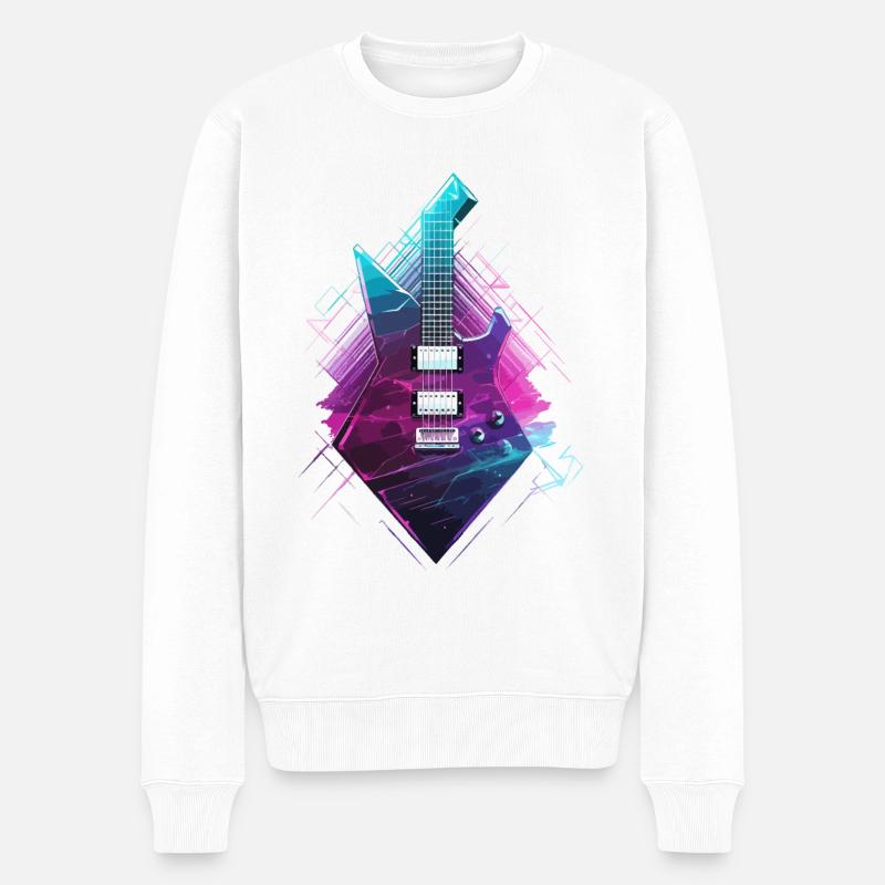 E-Gitarre Gitarrist Musik Instrument Rock N Roll - Männer Premium Bio Pullover - Weiß