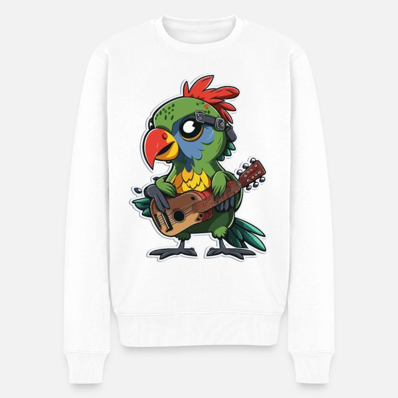 Rockin Papagei - Männer Premium Bio Pullover - Weiß