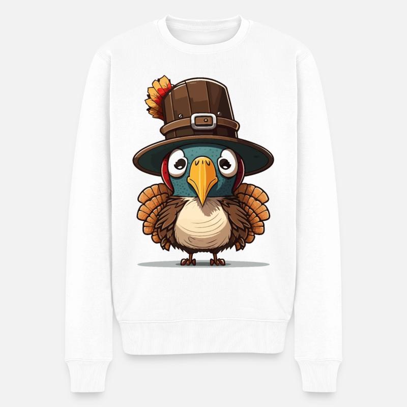 Thanksgiving Truthahn - Männer Premium Bio Pullover - Weiß