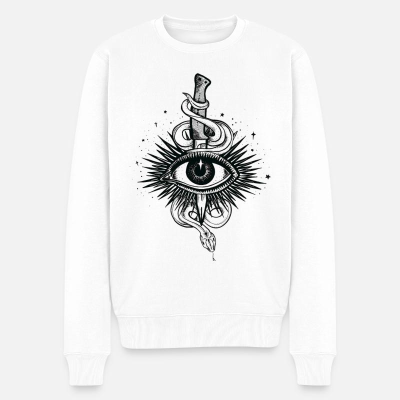 Schlangenauge - Männer Premium Bio Pullover - Weiß