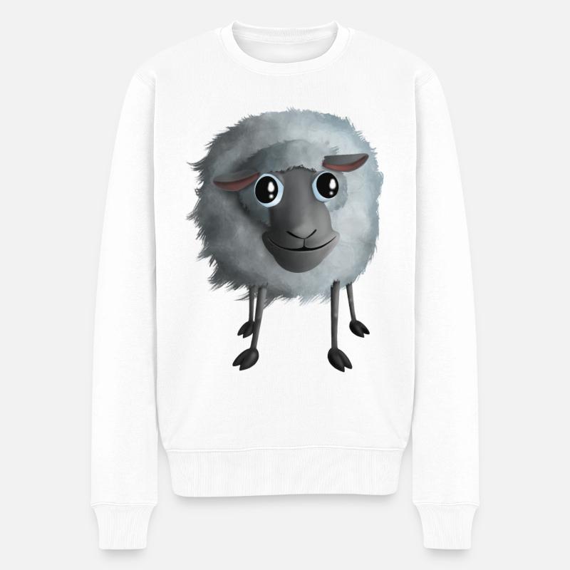 Süßes Schaf - Smiling - Männer Premium Bio Pullover - Weiß