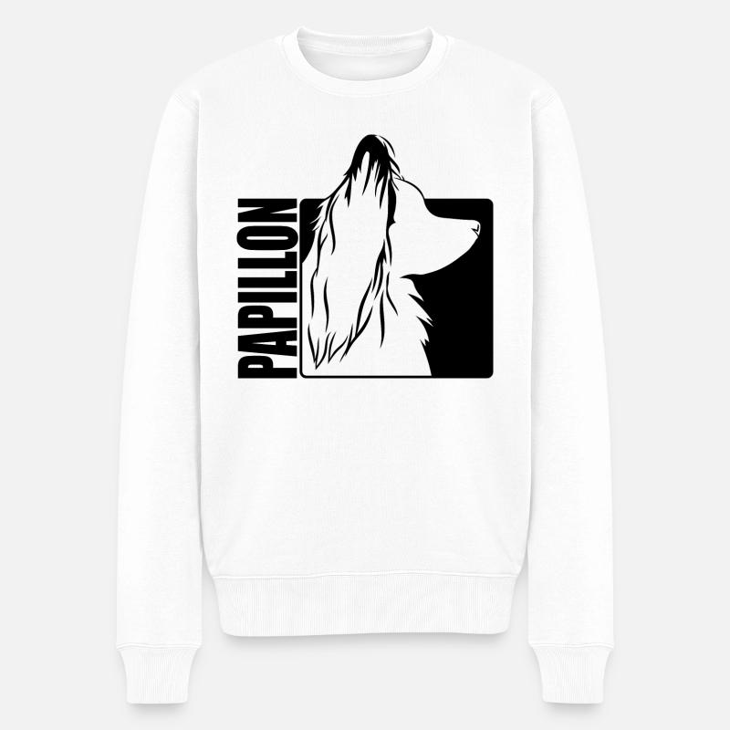 Papillon Profil Hunde Hund Wilsigns - Männer Premium Bio Pullover - Weiß