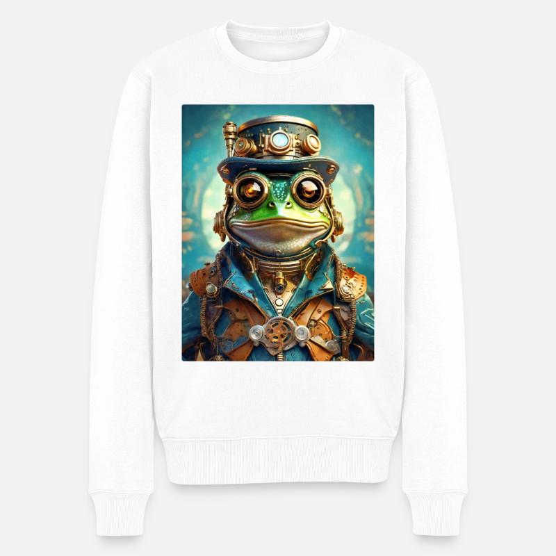 Steampunk Frosch 1.2 - Männer Premium Bio Pullover - Weiß