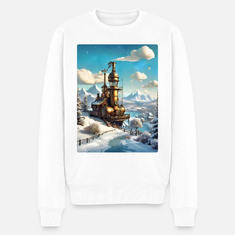 Steampunk Winterlandschaft 1.5 - Männer Premium Bio Pullover - Weiß