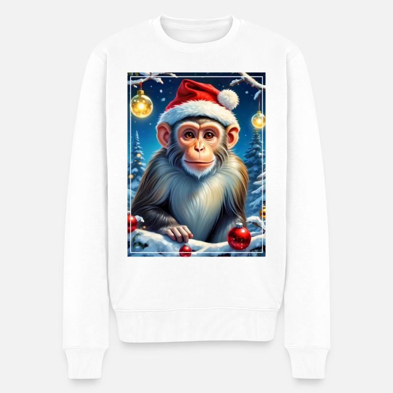 Winterlandschaft Monkey 1.1 - Männer Premium Bio Pullover - Weiß