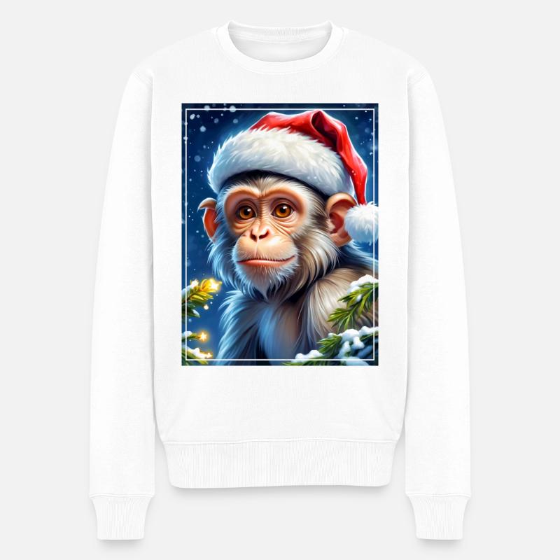 Singe Paysage D’hiver 1.21 - Pull Premium bio Homme - blanc
