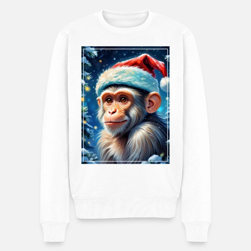 Singe Paysage D’hiver 1.16 - Pull Premium bio Homme - blanc