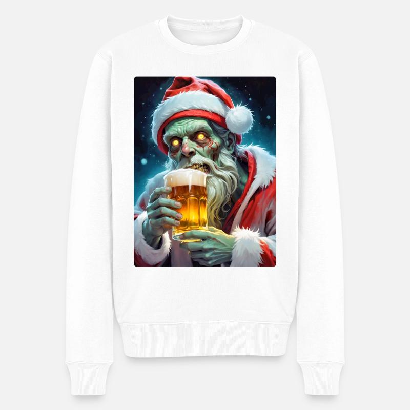 Weihnachten Zombie Bier 1.1 - Männer Premium Bio Pullover - Weiß