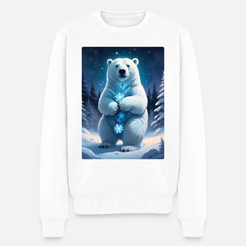 Winterlandschaft Bären 1.3 - Männer Premium Bio Pullover - Weiß