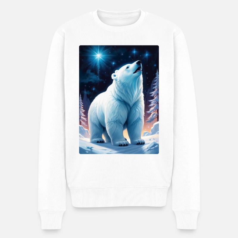 Winterlandschaft Bären 1.4 - Männer Premium Bio Pullover - Weiß