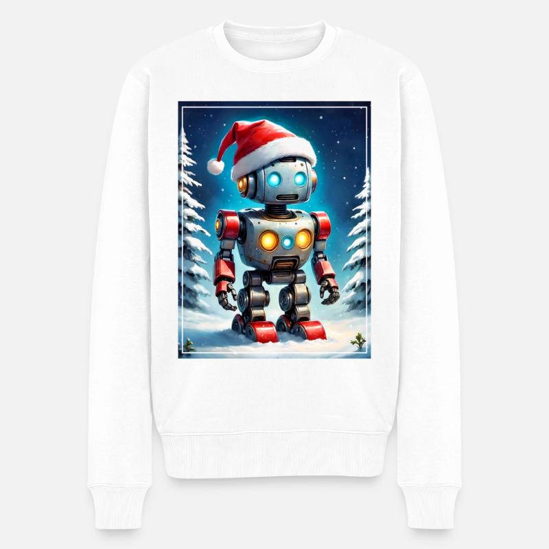 Winterlandschaft Robot 1.4 - Männer Premium Bio Pullover - Weiß