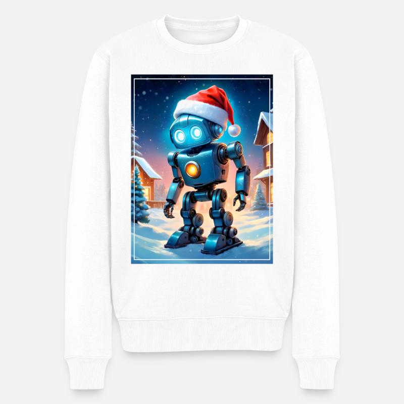Winterlandschaft Robot 1.5 - Männer Premium Bio Pullover - Weiß