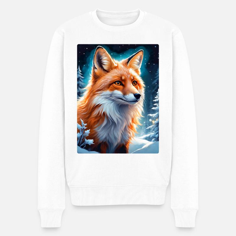 Winterlandschaft Fuchs 1.6 - Männer Premium Bio Pullover - Weiß