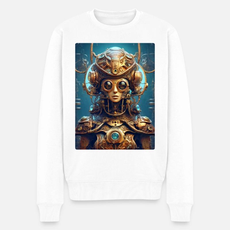Steampunk Alien 1.15 - Männer Premium Bio Pullover - Weiß