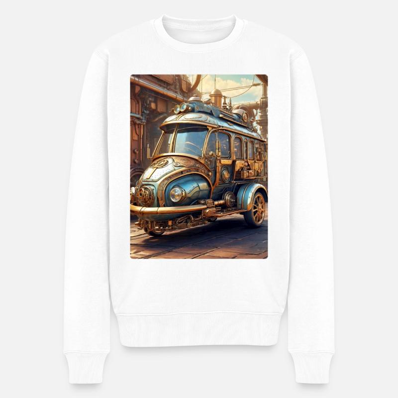 Automobile Steampunk 1.4 - Pull Premium bio Homme - blanc
